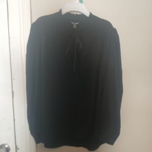DKNY Black Ruffled Collar Blouse